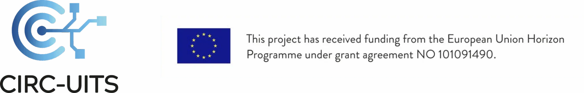 Logo von CIRC-UITS und EU-Flagge mit dem Hinweis: This project has received funding from the European Union Horizon Programme under grant agreement NO 101091490.